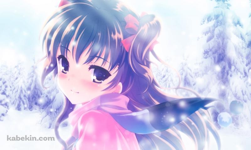 冬、こちらに振り返る緒方理奈 / ホワイトアルバムの壁紙(800px x 480px) 高画質 PC・デスクトップ用