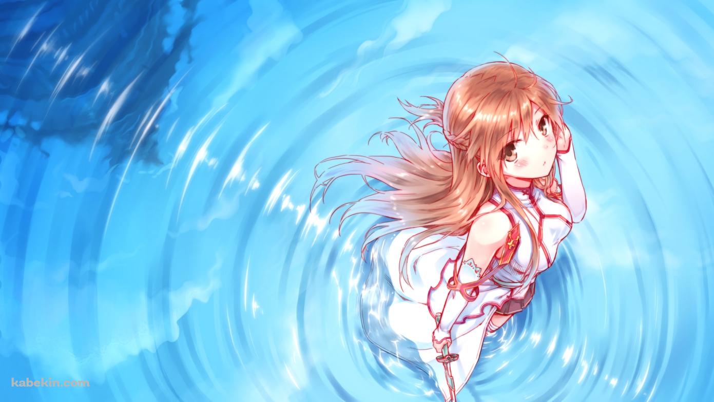 湖で佇むアスナ / ソードアートオンラインの壁紙(1391px x 783px) 高画質 PC・デスクトップ用