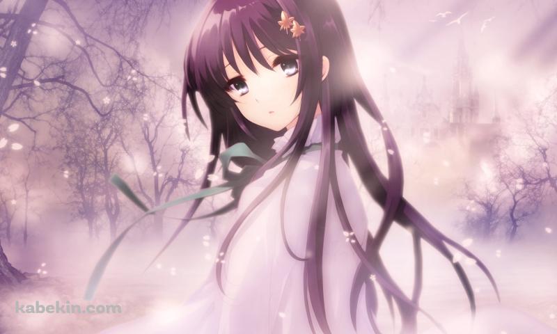 こちらに振り返る白鷺茉百合 / フライアブルハートの壁紙(800px x 480px) 高画質 PC・デスクトップ用