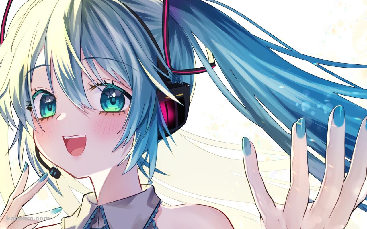 手をかざす初音ミク / ボーカロイドの壁紙(1280px x 800px) 高画質 PC・デスクトップ用