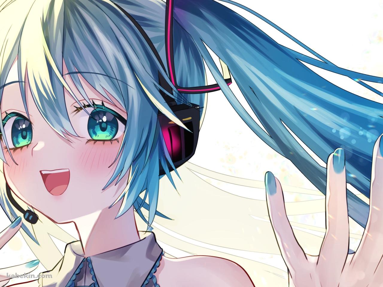 手をかざす初音ミク / ボーカロイドの壁紙(1280px x 960px) 高画質 PC・デスクトップ用