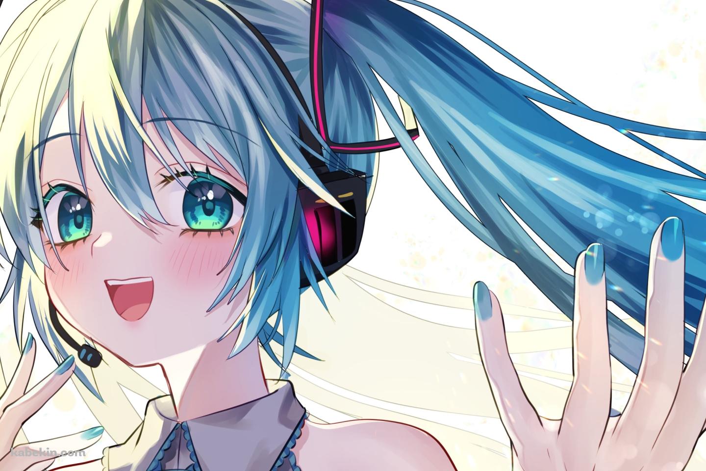 手をかざす初音ミク / ボーカロイドの壁紙(1440px x 960px) 高画質 PC・デスクトップ用