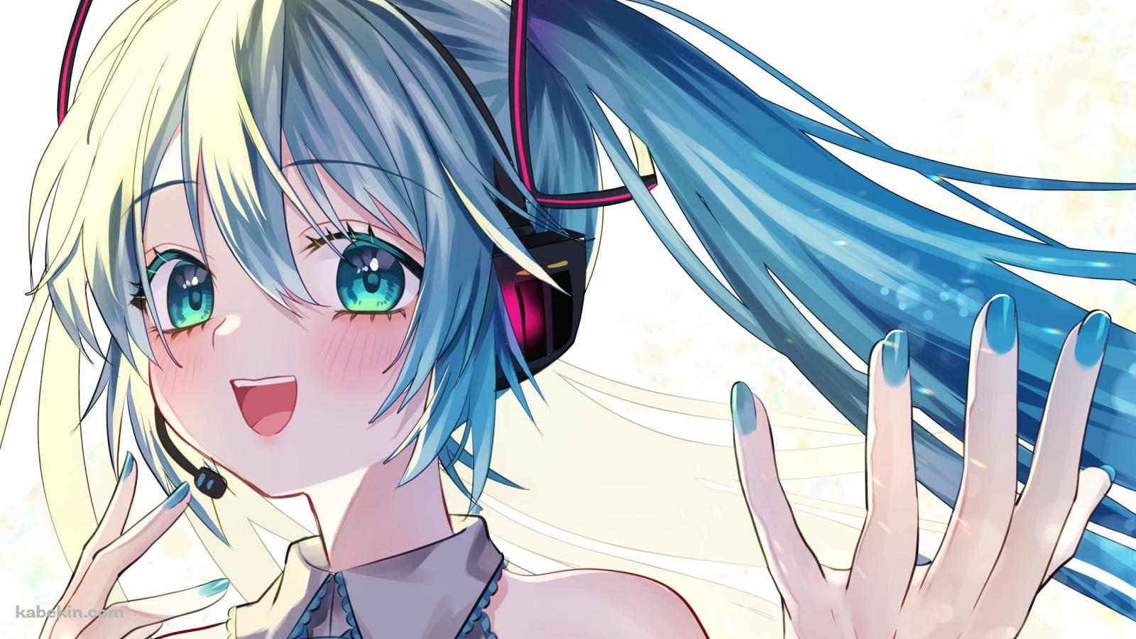 手をかざす初音ミク / ボーカロイドの壁紙(1600px x 900px) 高画質 PC・デスクトップ用