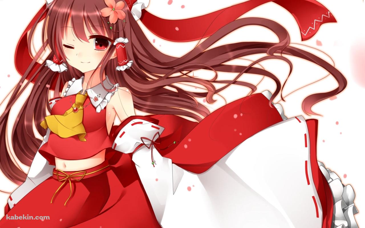 ウィンクする赤い服を着た博麗霊夢 / 東方の壁紙(1280px x 800px) 高画質 PC・デスクトップ用