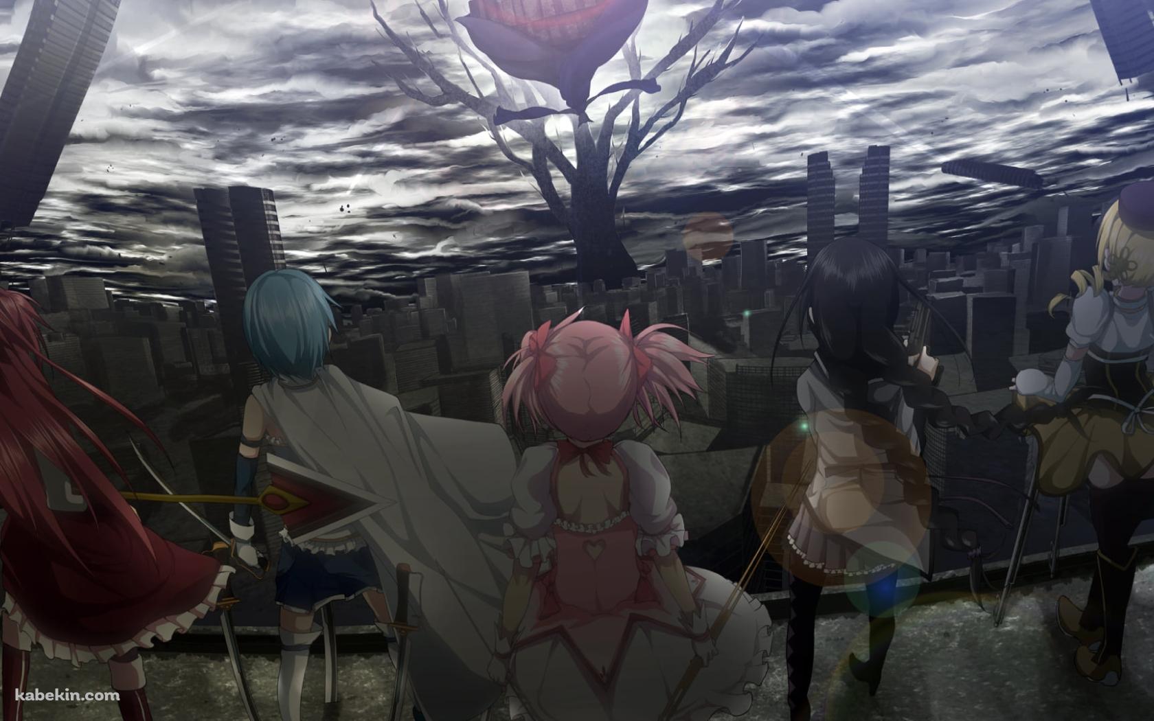 暁美ほむら、鹿目まどか、佐倉杏子、美樹さやか、巴マミ / ワルプルギスの夜 / 魔法少女まどか☆マギカの壁紙(1680px x 1050px) 高画質 PC・デスクトップ用