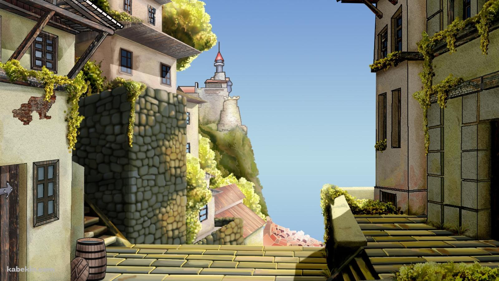 石畳・石垣でできた街の壁紙(1600px x 900px) 高画質 PC・デスクトップ用