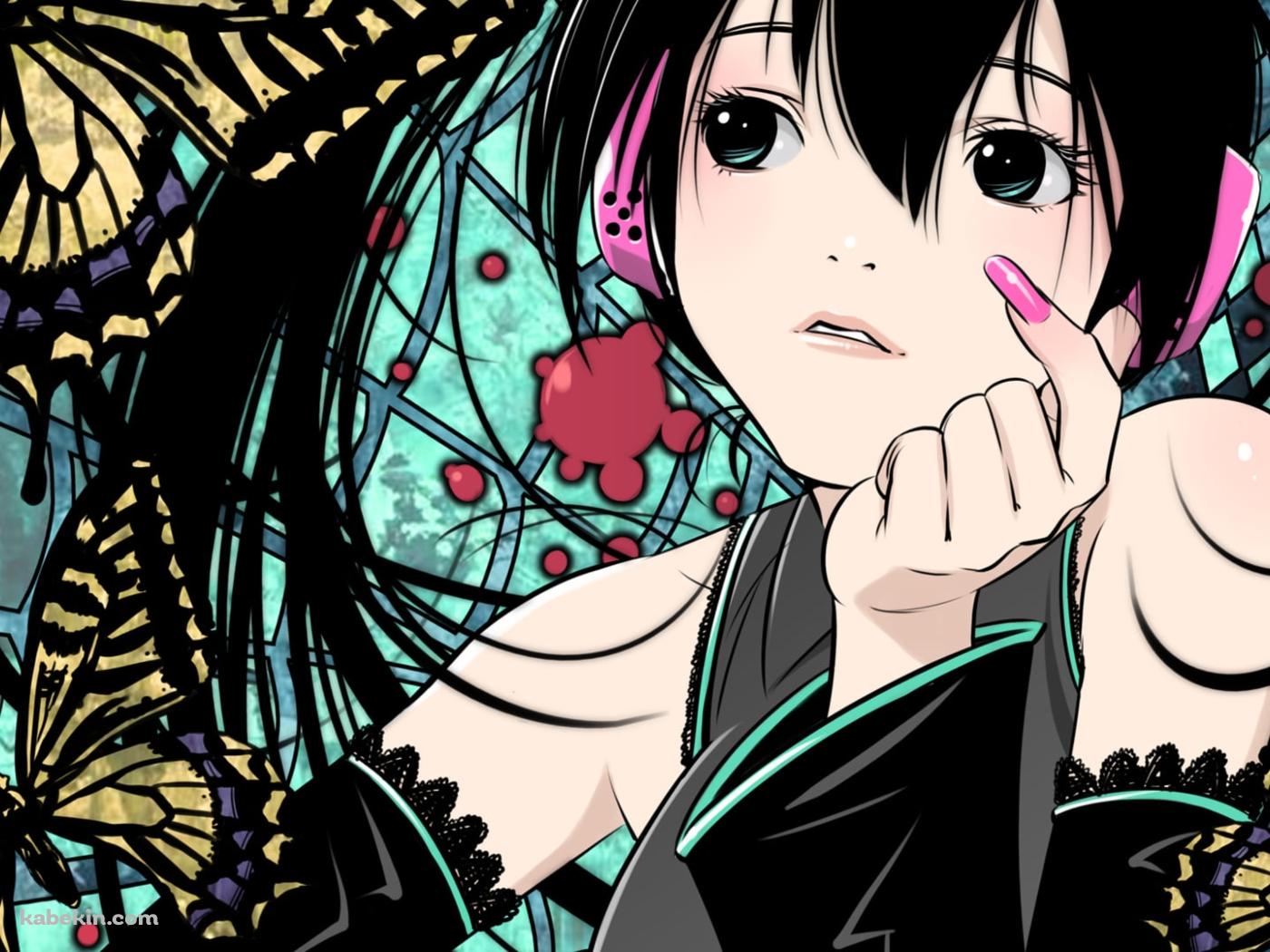 キュンです / 沢山のアゲハ蝶 / 初音ミク / ボーカロイドの壁紙(1400px x 1050px) 高画質 PC・デスクトップ用