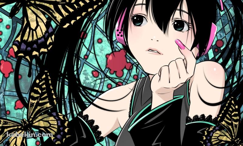 キュンです / 沢山のアゲハ蝶 / 初音ミク / ボーカロイドの壁紙(800px x 480px) 高画質 PC・デスクトップ用