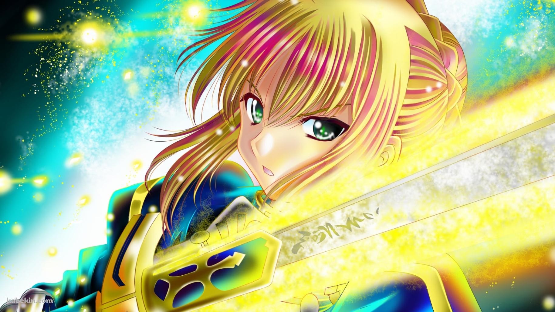 黄色く光る剣を持つセイバー / かっこいい / Fateの壁紙(1829px x 1029px) 高画質 PC・デスクトップ用