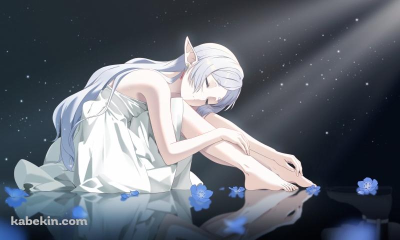 水の上に座り目をつぶるフリーレン / 葬送のフリーレンの壁紙(800px x 480px) 高画質 PC・デスクトップ用