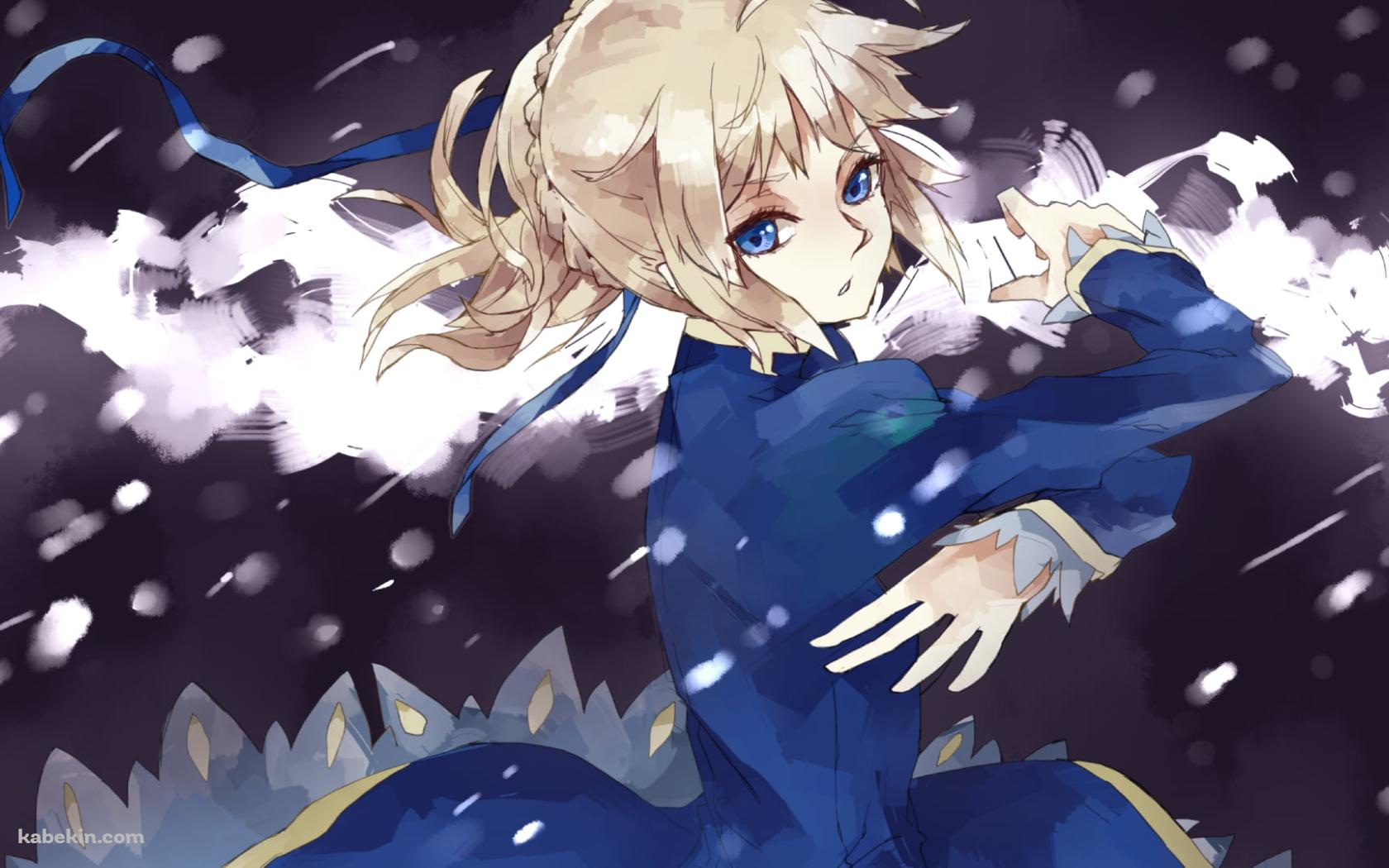 雪の中、剣を振るうセイバー / アルトリア・ペンドラゴン / Fateの壁紙(1680px x 1050px) 高画質 PC・デスクトップ用