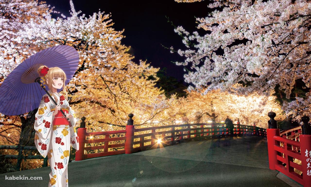 夜桜を見つめる椎名真昼 / お隣の天使様にいつの間にか駄目人間にされていた件の壁紙(1280px x 768px) 高画質 PC・デスクトップ用