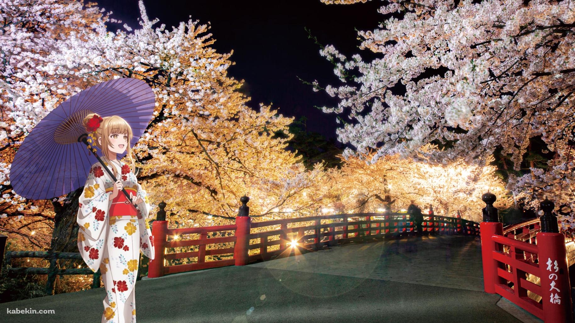 夜桜を見つめる椎名真昼 / お隣の天使様にいつの間にか駄目人間にされていた件の壁紙(1829px x 1029px) 高画質 PC・デスクトップ用