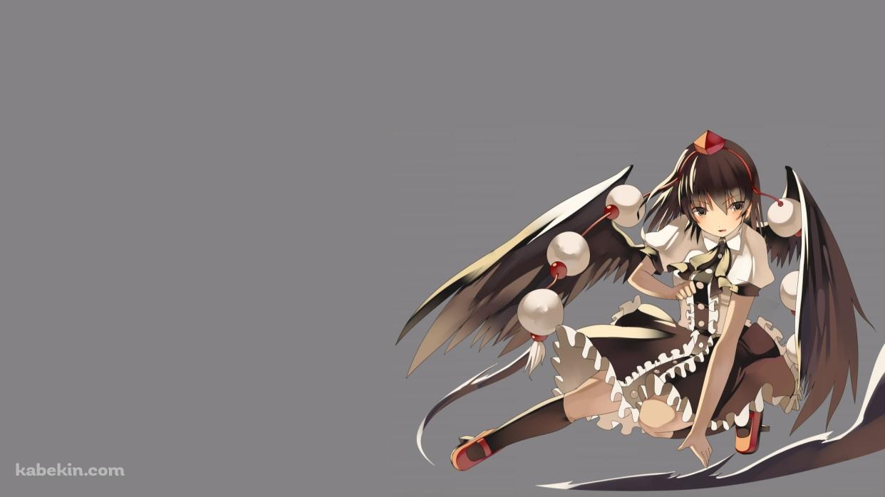 しゃがんだ射命丸文 / 東方の壁紙(1242px x 698px) 高画質 PC・デスクトップ用