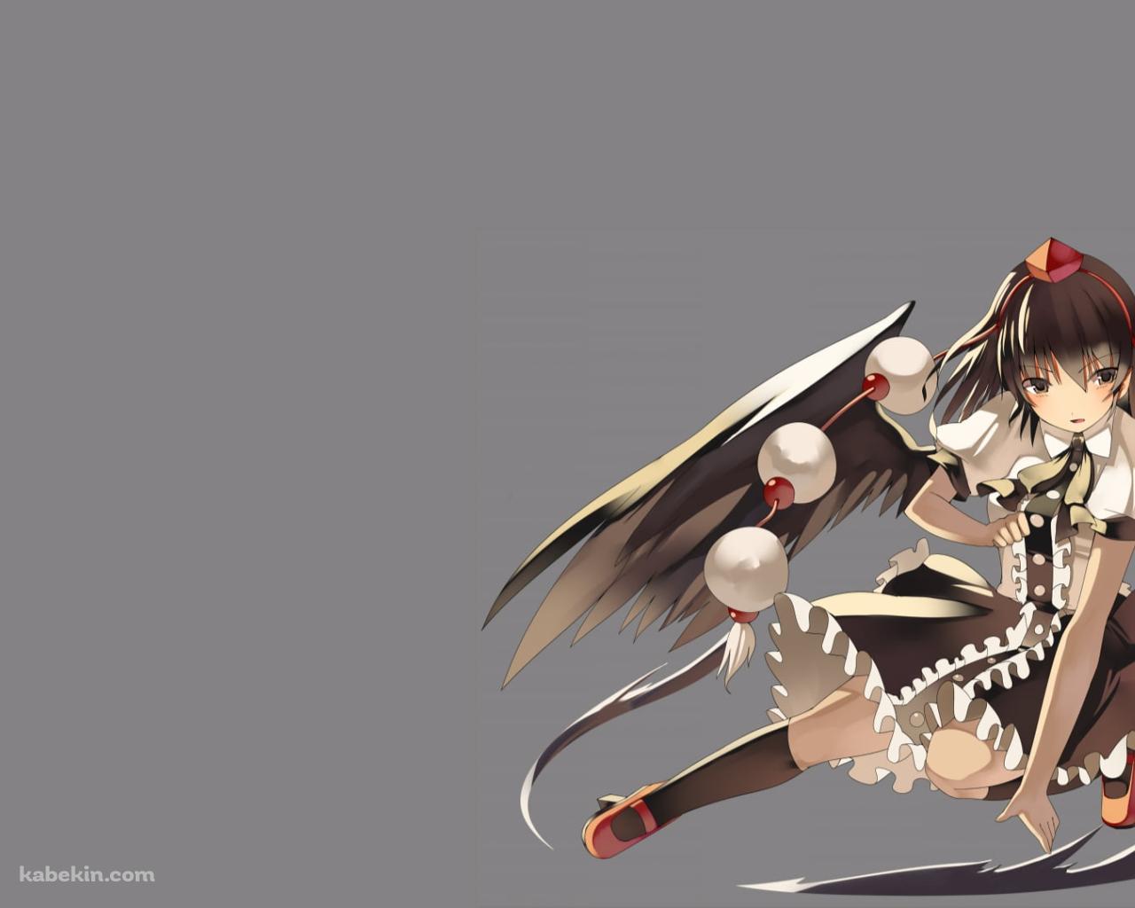 しゃがんだ射命丸文 / 東方の壁紙(1280px x 1024px) 高画質 PC・デスクトップ用