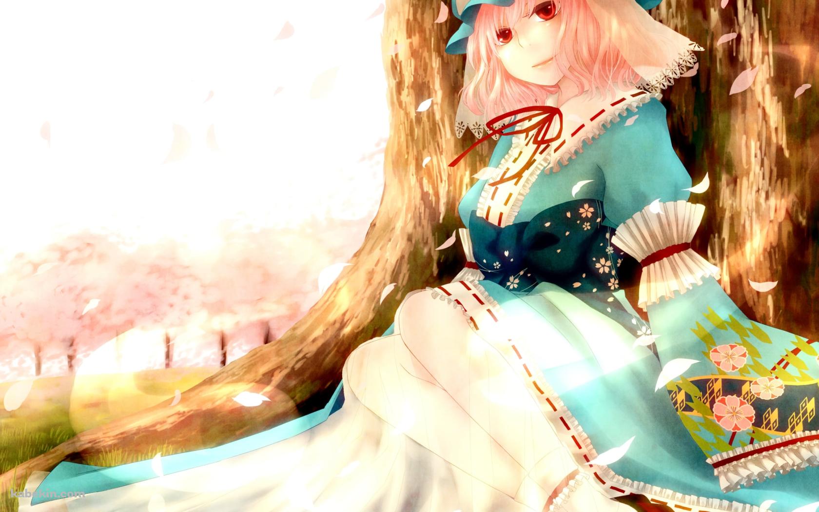 木の下で休む西行寺幽々子 / 東方の壁紙(1680px x 1050px) 高画質 PC・デスクトップ用