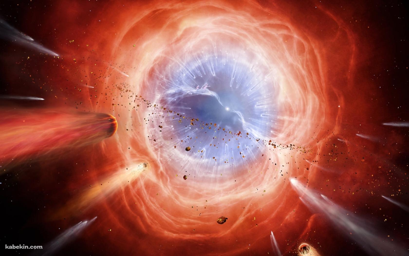 青い穴に吸い込まれる無数の惑星の壁紙(1680px x 1050px) 高画質 PC・デスクトップ用