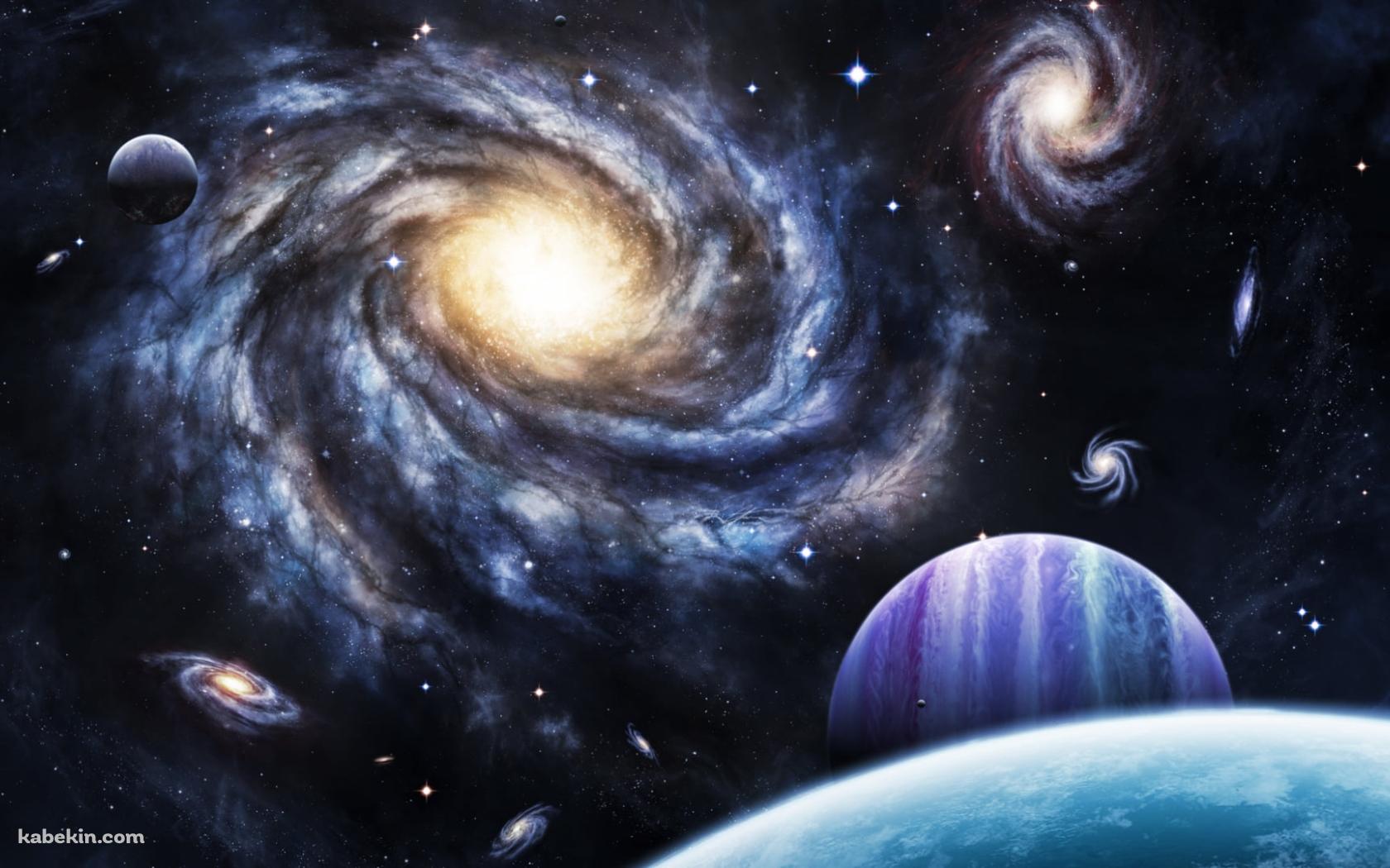 無数のブラックホールと惑星の壁紙(1680px x 1050px) 高画質 PC・デスクトップ用