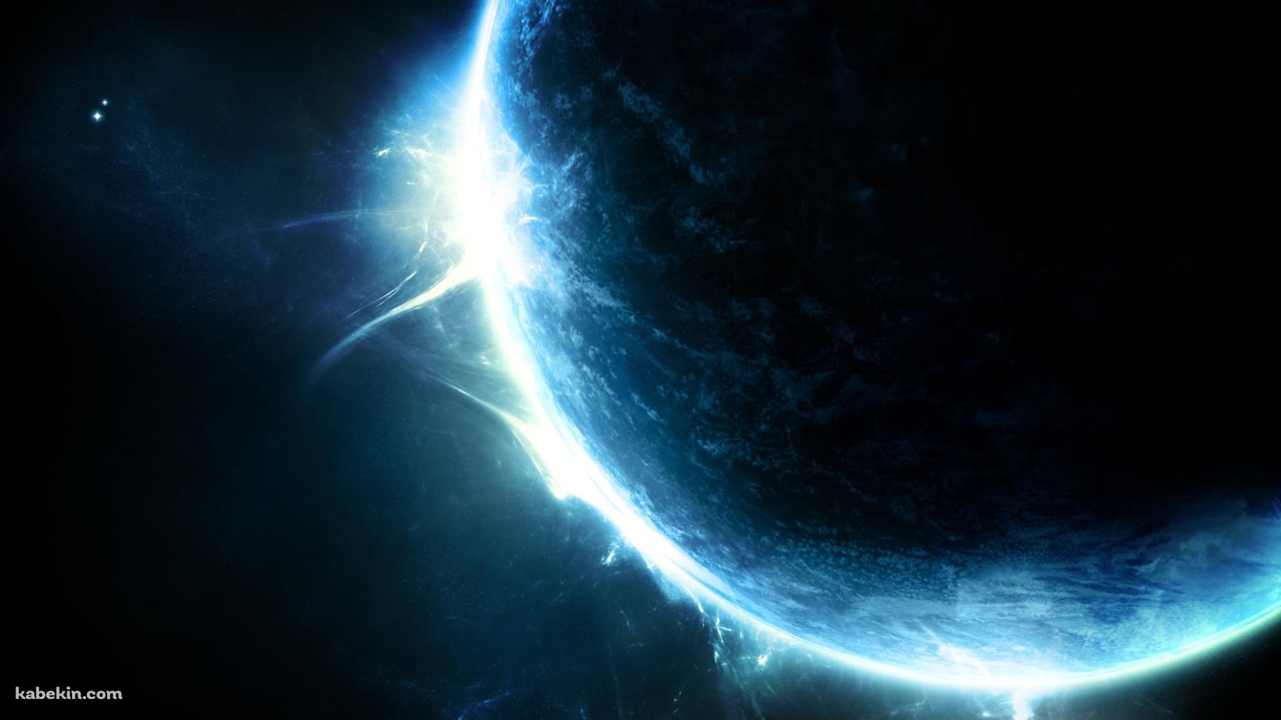 青白い光りを放つ惑星の壁紙(1829px x 1029px) 高画質 PC・デスクトップ用