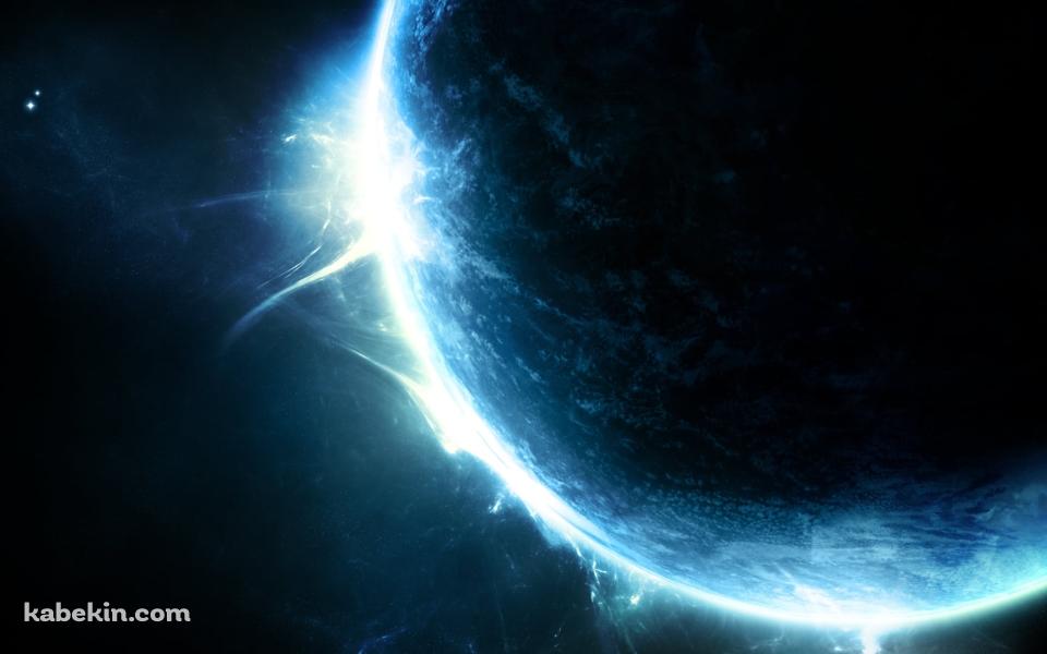 青白い光りを放つ惑星の壁紙(960px x 600px) 高画質 PC・デスクトップ用