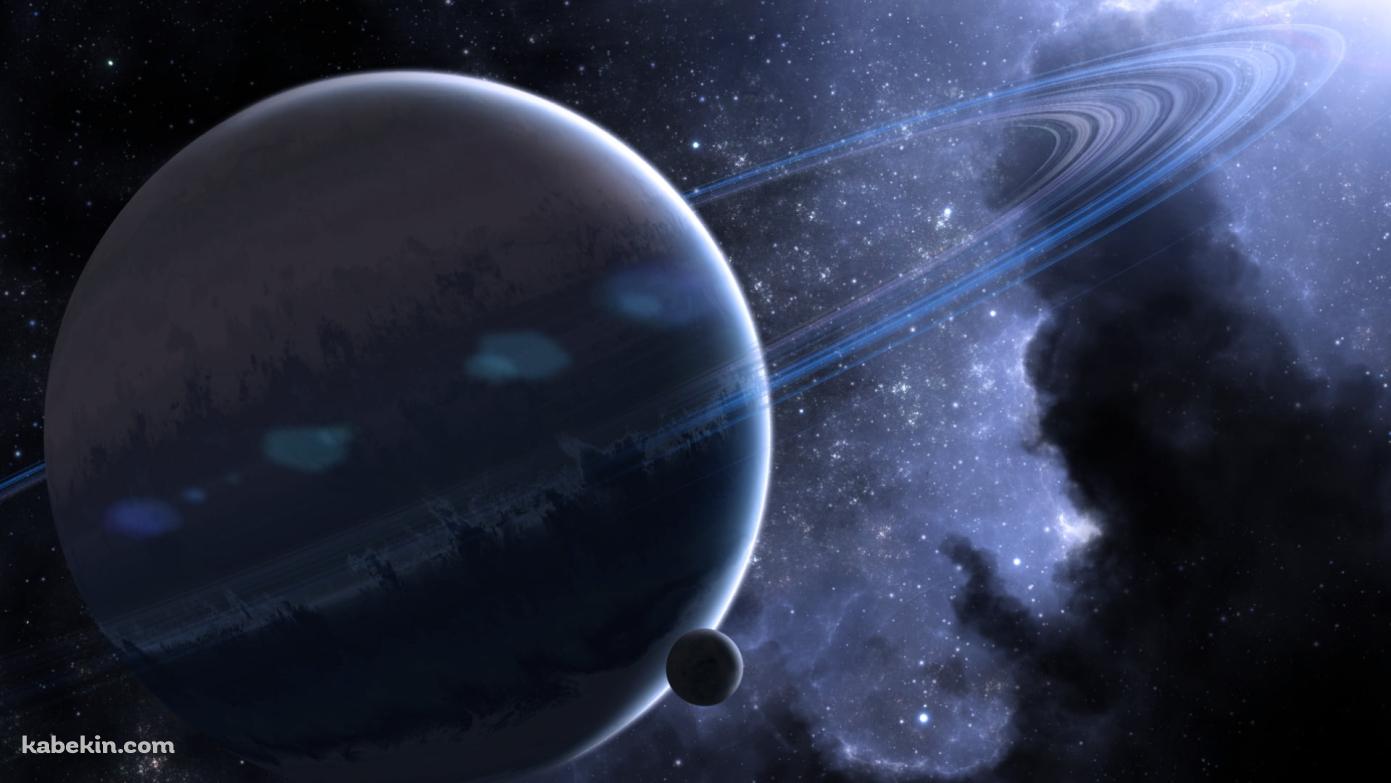 天王星と銀河 / 惑星の輪の壁紙(1391px x 783px) 高画質 PC・デスクトップ用