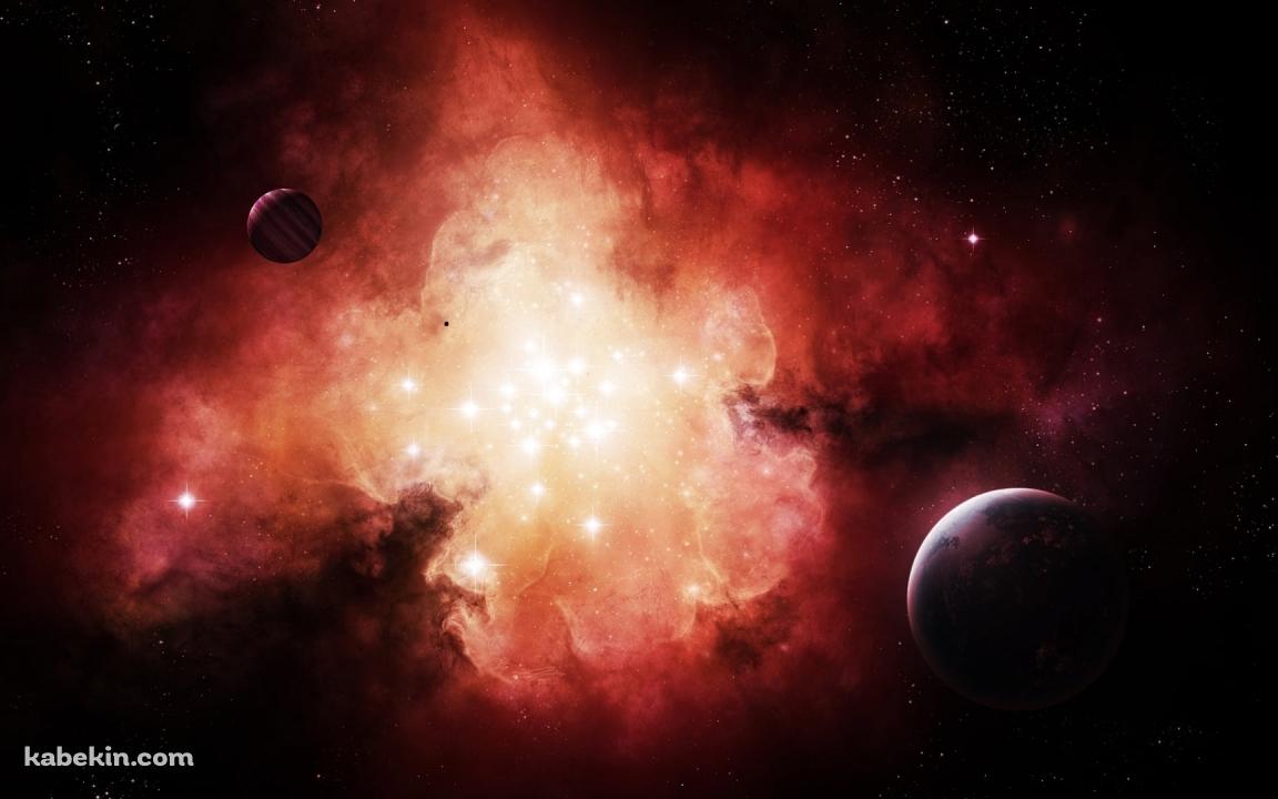 奥に吸い込まれる光る星 / 赤い宇宙の壁紙(1152px x 720px) 高画質 PC・デスクトップ用