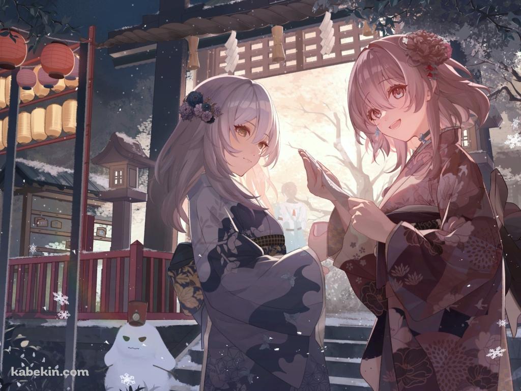 三月七 / 開拓者 / 星 / 初詣 / おみくじ / 神社 / 正月 / 着物 / 崩壊:スターレイルの壁紙(1024px x 768px) 高画質 PC・デスクトップ用