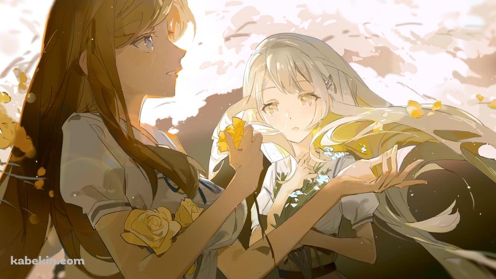 黄色い花と長崎そよと若葉睦 / バンドリ!の壁紙(1024px x 576px) 高画質 PC・デスクトップ用