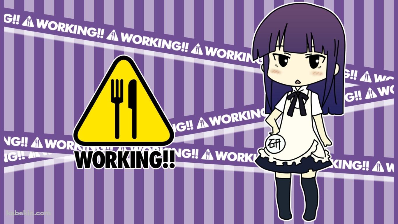 メイド姿のデフォルメされた山田葵 / WORKING!!の壁紙(1366px x 768px) 高画質 PC・デスクトップ用