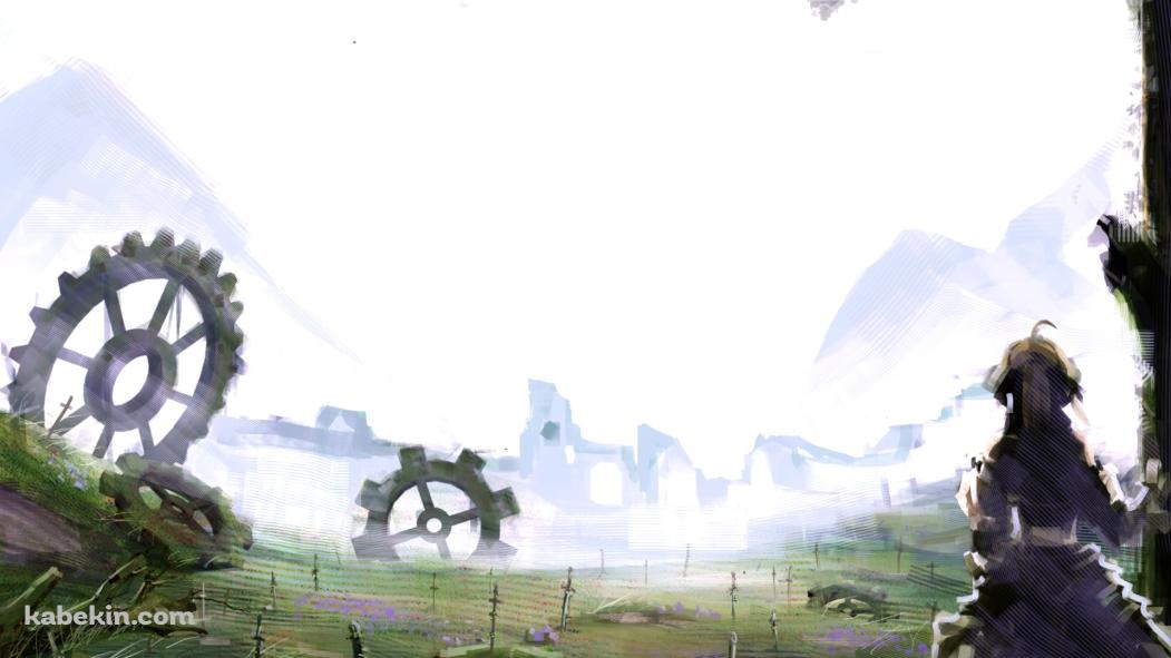 木に手をあてて戦場跡を見るセイバー / アルトリア・ペンドラゴン / Fateの壁紙(1051px x 591px) 高画質 PC・デスクトップ用