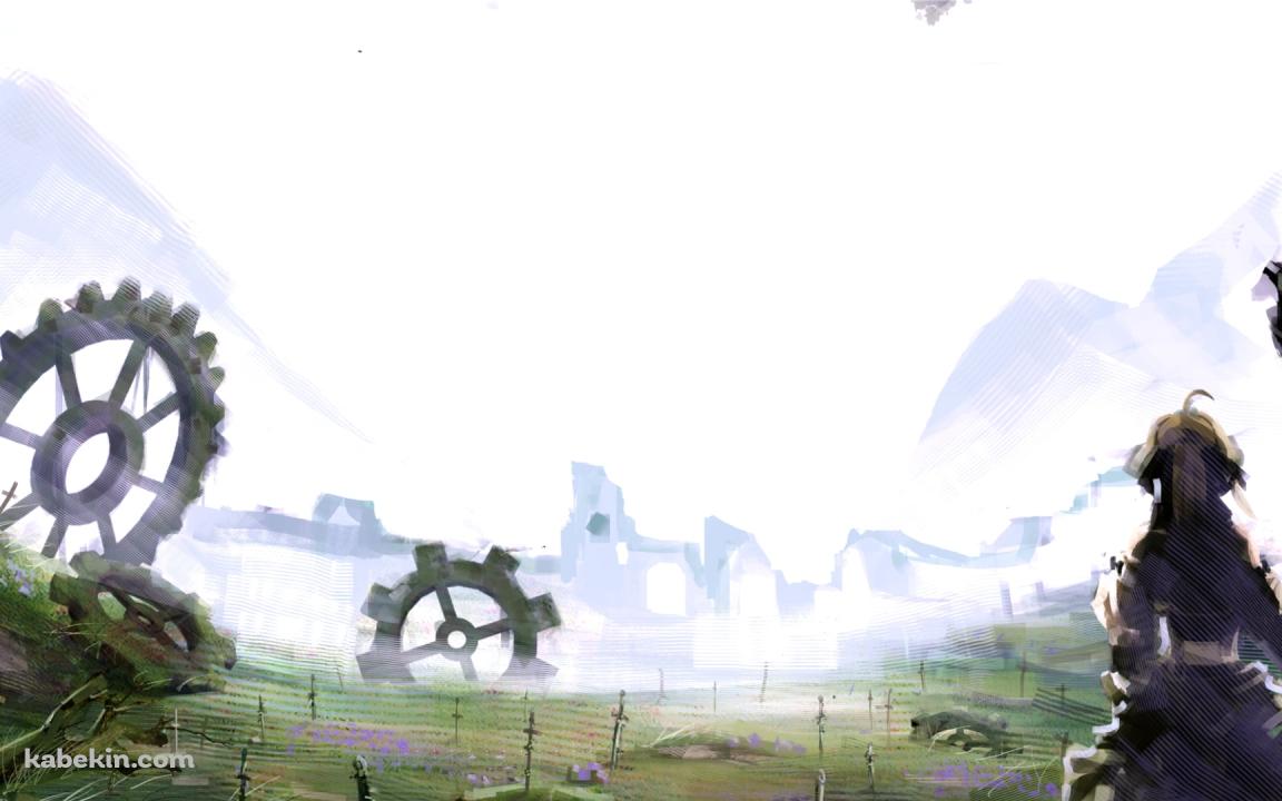 木に手をあてて戦場跡を見るセイバー / アルトリア・ペンドラゴン / Fateの壁紙(1152px x 720px) 高画質 PC・デスクトップ用