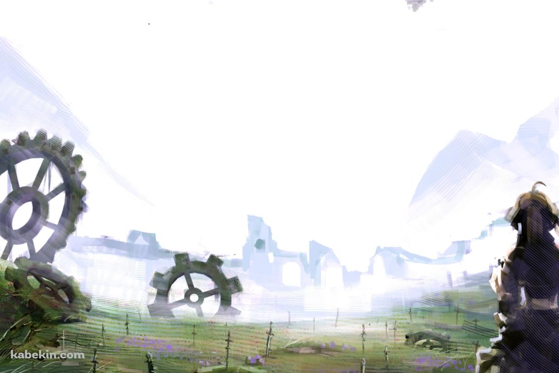 木に手をあてて戦場跡を見るセイバー / アルトリア・ペンドラゴン / Fateの壁紙(1152px x 768px) 高画質 PC・デスクトップ用