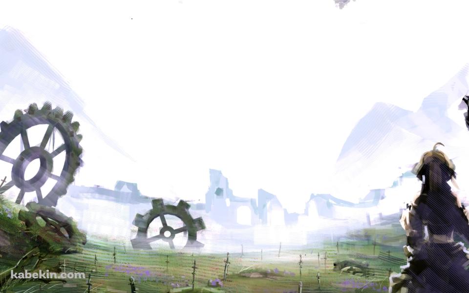 木に手をあてて戦場跡を見るセイバー / アルトリア・ペンドラゴン / Fateの壁紙(960px x 600px) 高画質 PC・デスクトップ用