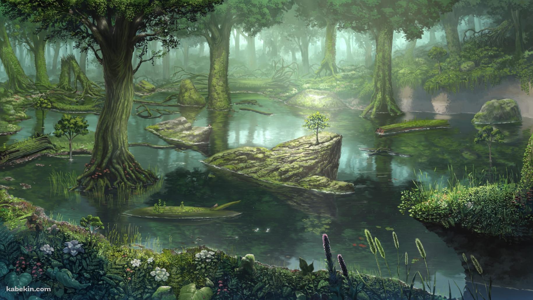 水気の多い森の壁紙(1829px x 1029px) 高画質 PC・デスクトップ用