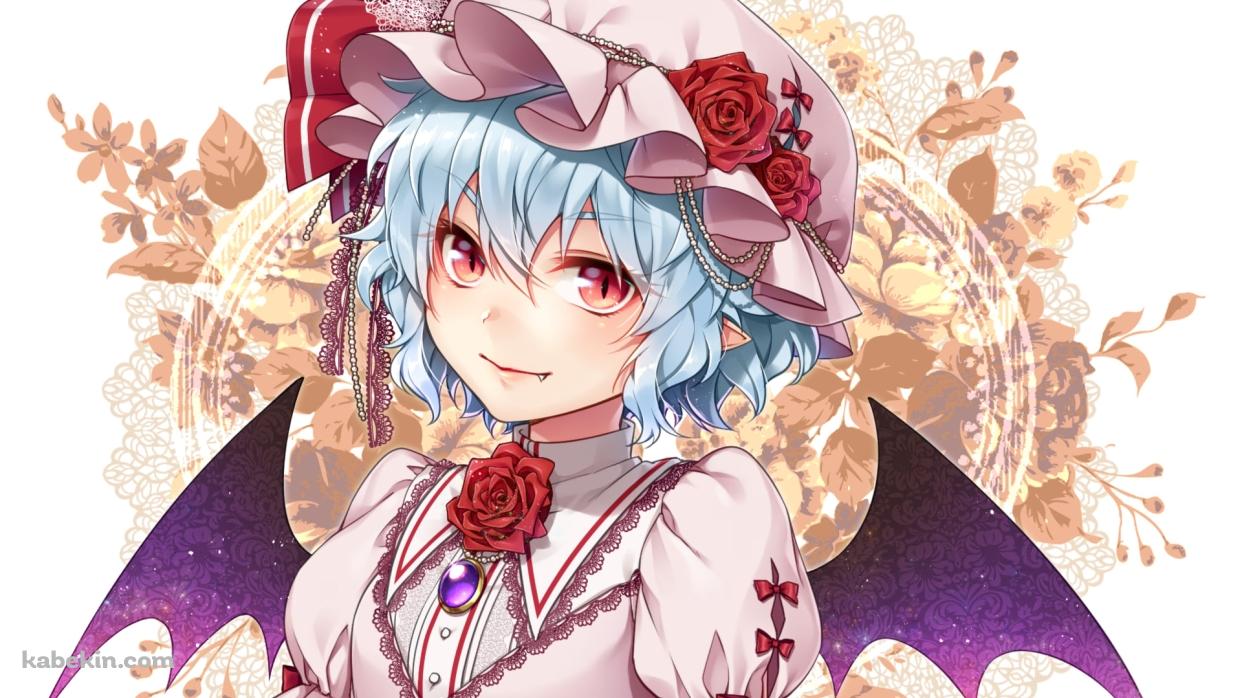 こちらに微笑むレミリア・スカーレット / 上半身 / 東方の壁紙(1242px x 698px) 高画質 PC・デスクトップ用