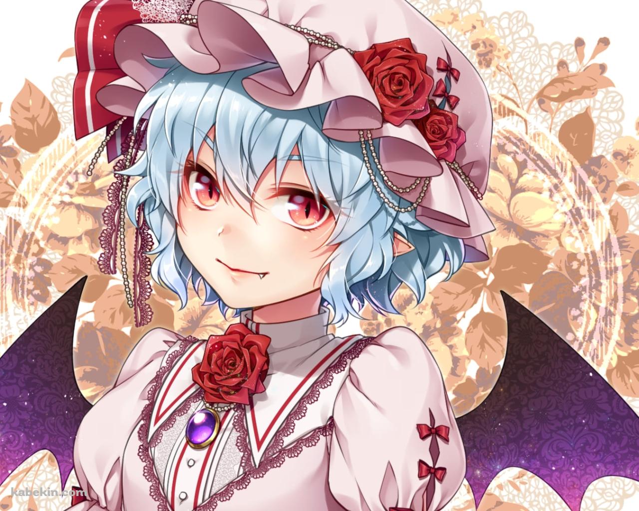 こちらに微笑むレミリア・スカーレット / 上半身 / 東方の壁紙(1280px x 1024px) 高画質 PC・デスクトップ用