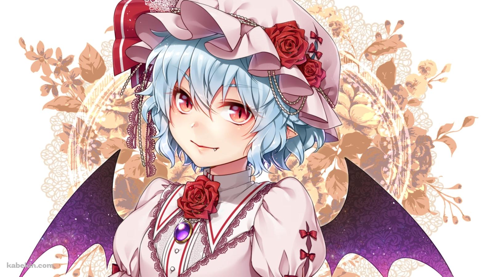 こちらに微笑むレミリア・スカーレット / 上半身 / 東方の壁紙(1600px x 900px) 高画質 PC・デスクトップ用