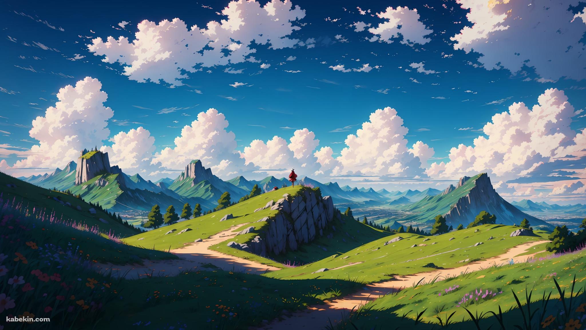 AIで描いた大自然 / 青空の壁紙(2048px x 1152px) 高画質 PC・デスクトップ用