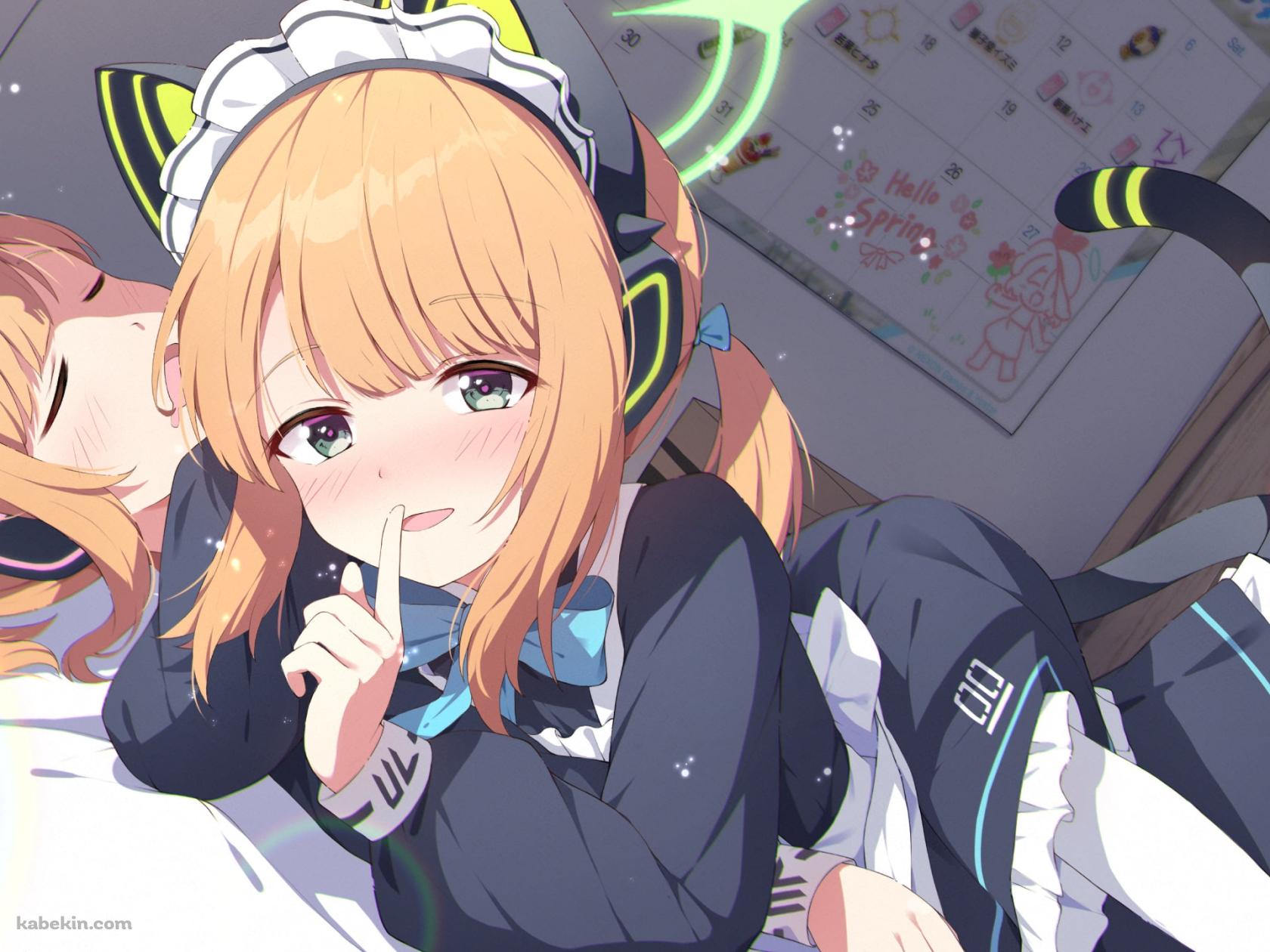 メイド姿の可愛い才羽モモイと才羽ミドリ / 先生 / ブルーアーカイブの壁紙(1680px x 1260px) 高画質 PC・デスクトップ用