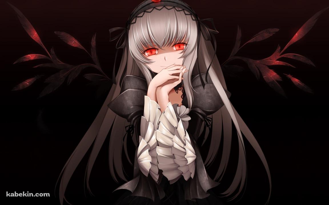 赤い瞳でこちらを見つめる水銀燈 / ローゼンメイデンの壁紙(1152px x 720px) 高画質 PC・デスクトップ用