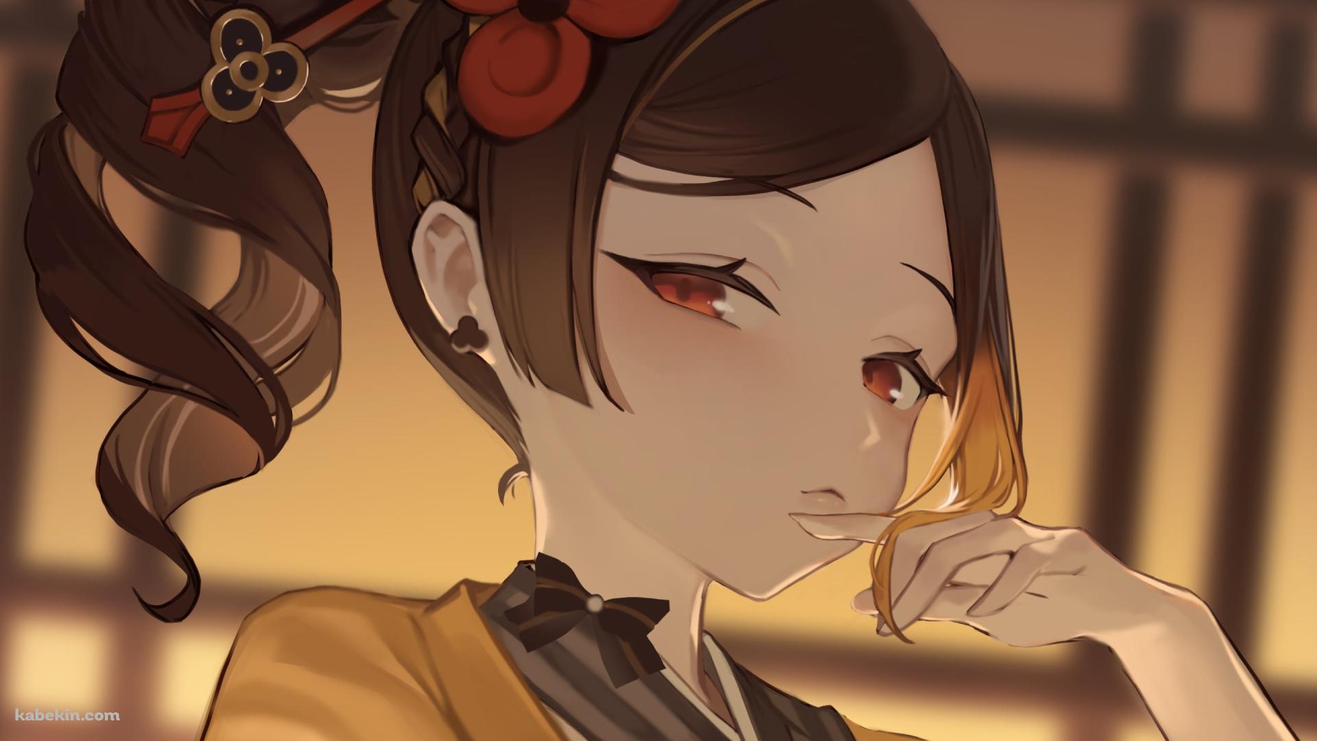 妖しげな視線を送る千織 / 原神の壁紙(1920px x 1080px) 高画質 PC・デスクトップ用