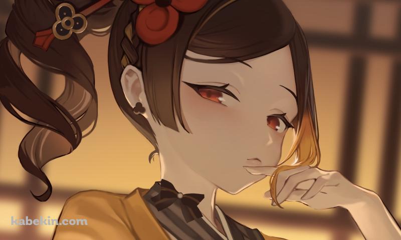 妖しげな視線を送る千織 / 原神の壁紙(800px x 480px) 高画質 PC・デスクトップ用