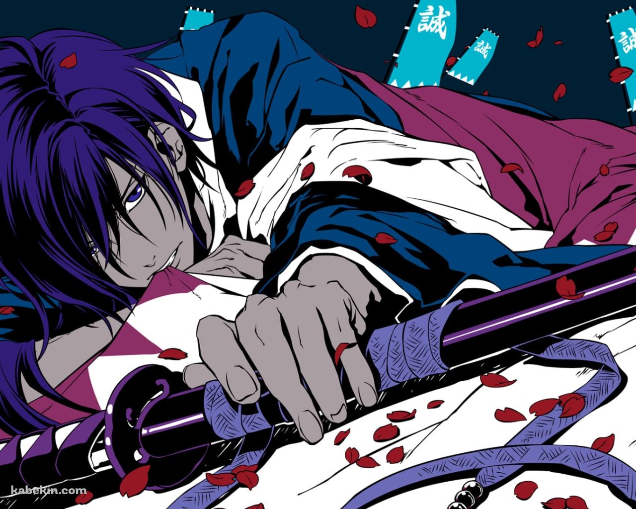 刀に手をかけ寝そべる斎藤一 / 薄桜鬼 新選組奇譚の壁紙(1280px x 1024px) 高画質 PC・デスクトップ用