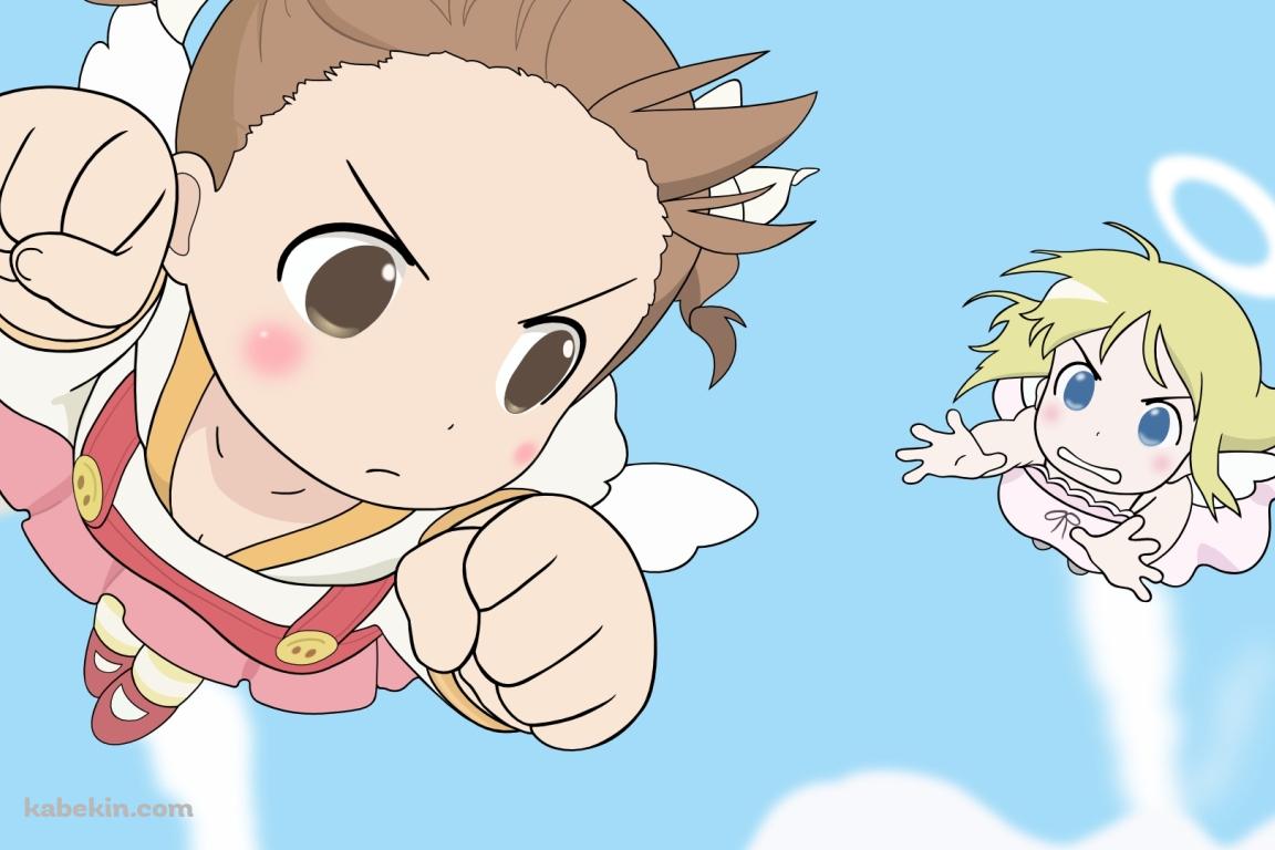 空を飛ぶ松岡 美羽とアナ・コッポラ / 苺ましまろの壁紙(1152px x 768px) 高画質 PC・デスクトップ用