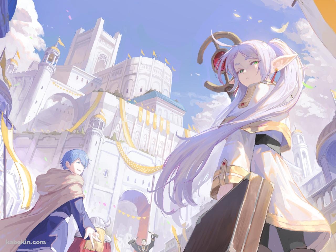 お城とフリーレン / ヒンメル / アイゼン / ハイター / 葬送のフリーレンの壁紙(1280px x 960px) 高画質 PC・デスクトップ用