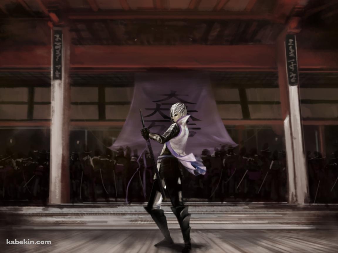黒い甲冑を着て黒い刀を持つ石田光成 / 戦国BASARAの壁紙(1152px x 864px) 高画質 PC・デスクトップ用