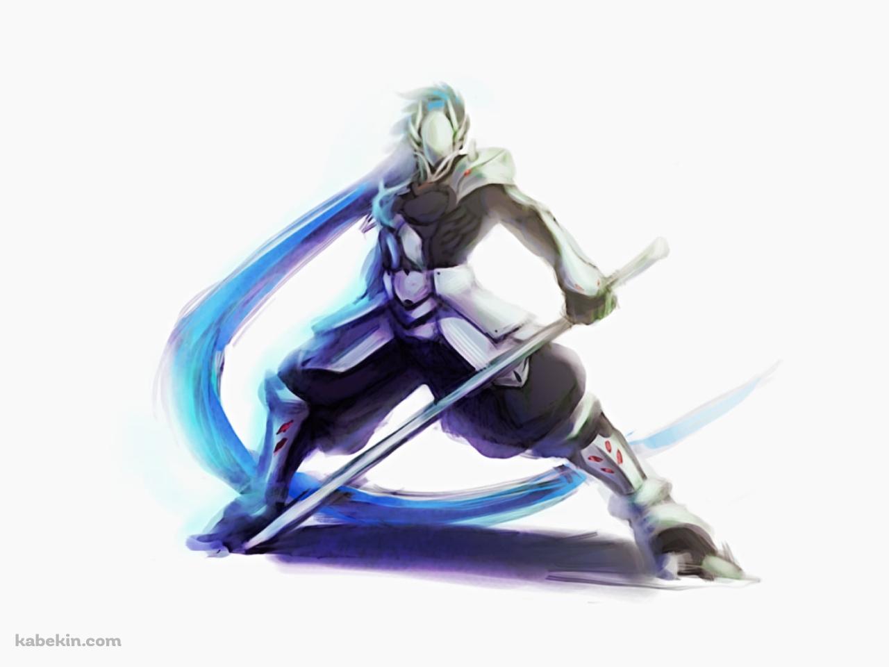 剣を持ち構えるジン=キサラギ / BLAZBLUE(ブレイブルー)の壁紙(1280px x 960px) 高画質 PC・デスクトップ用