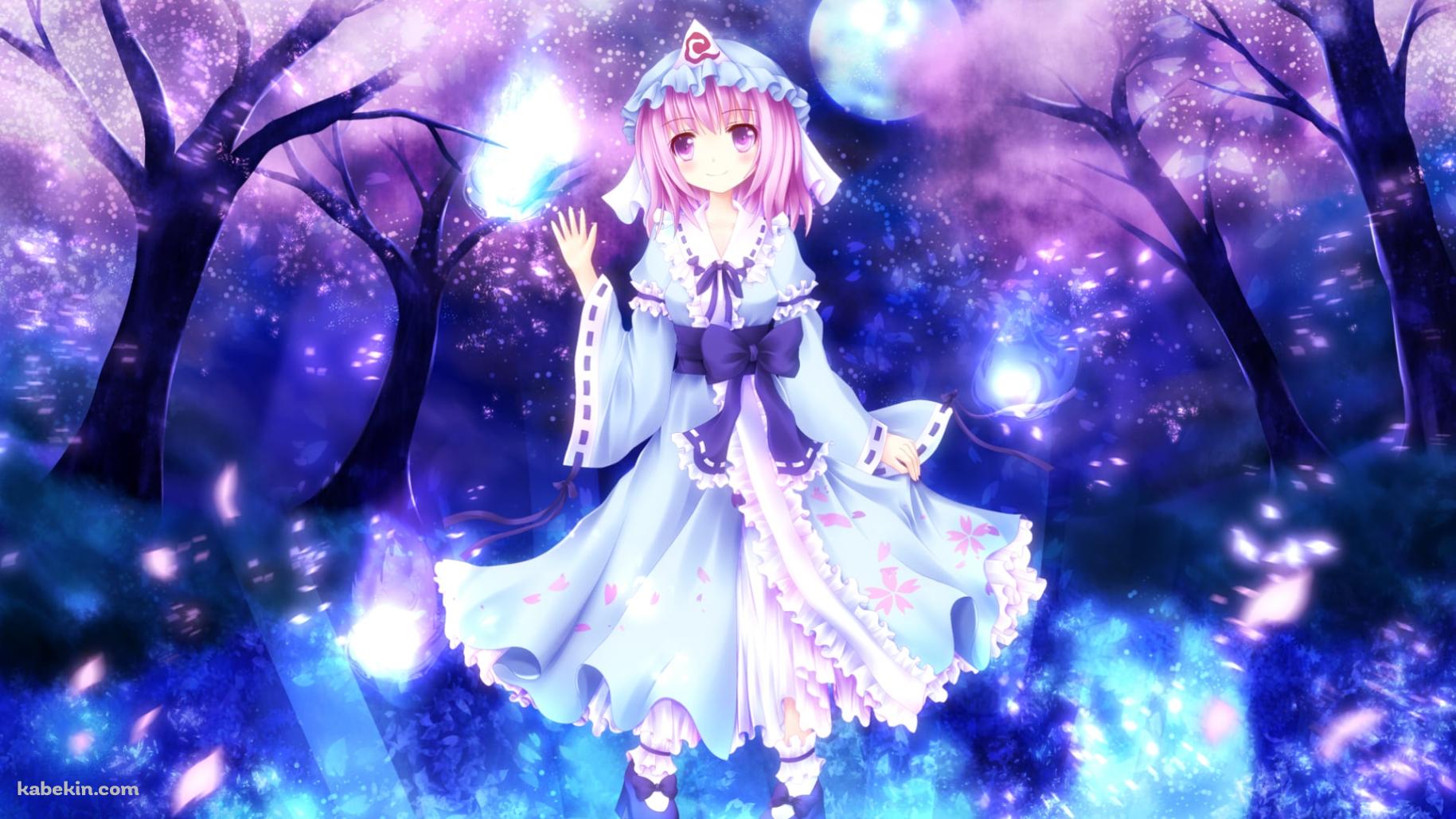 桜と青い炎と西行寺幽々子 / 妖艶 / 東方の壁紙(1829px x 1029px) 高画質 PC・デスクトップ用