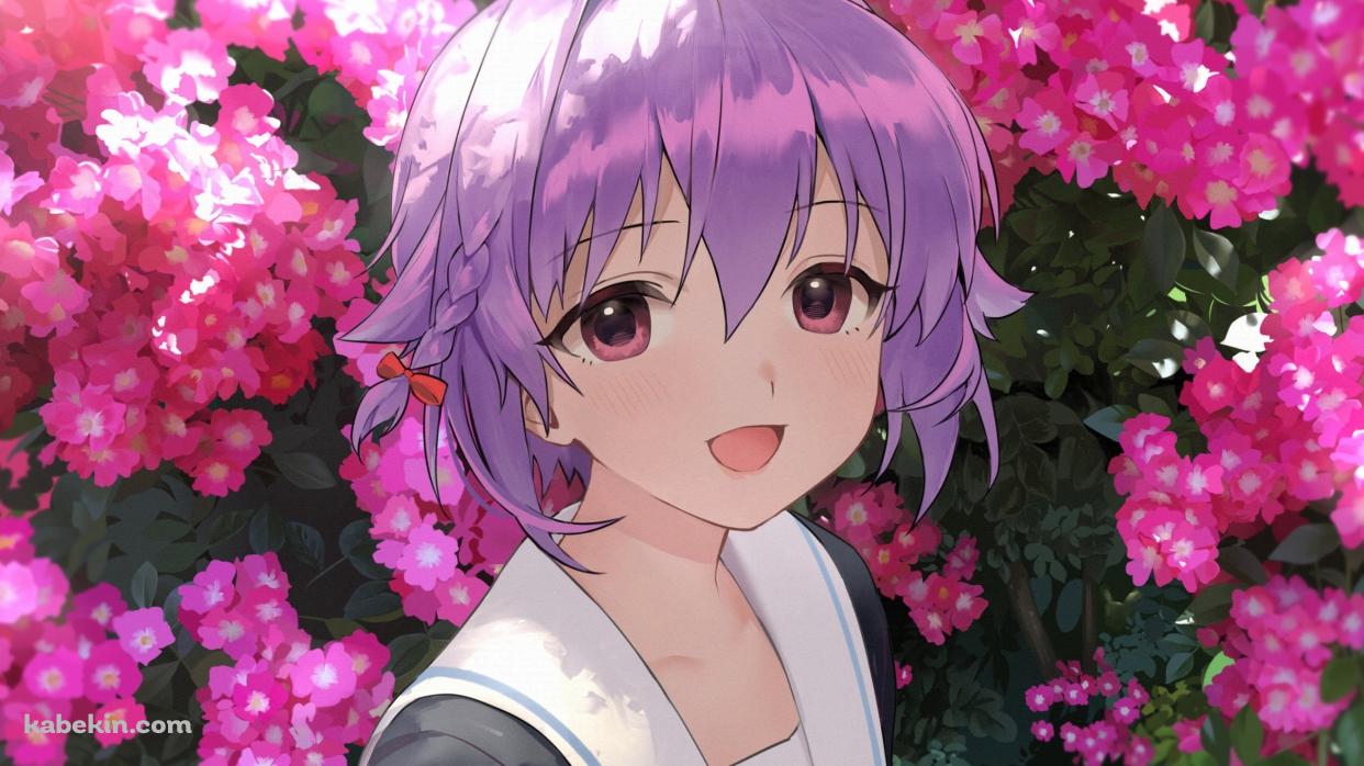 ピンクの花と笑顔の輿水幸子 / アイドルマスターの壁紙(1242px x 698px) 高画質 PC・デスクトップ用