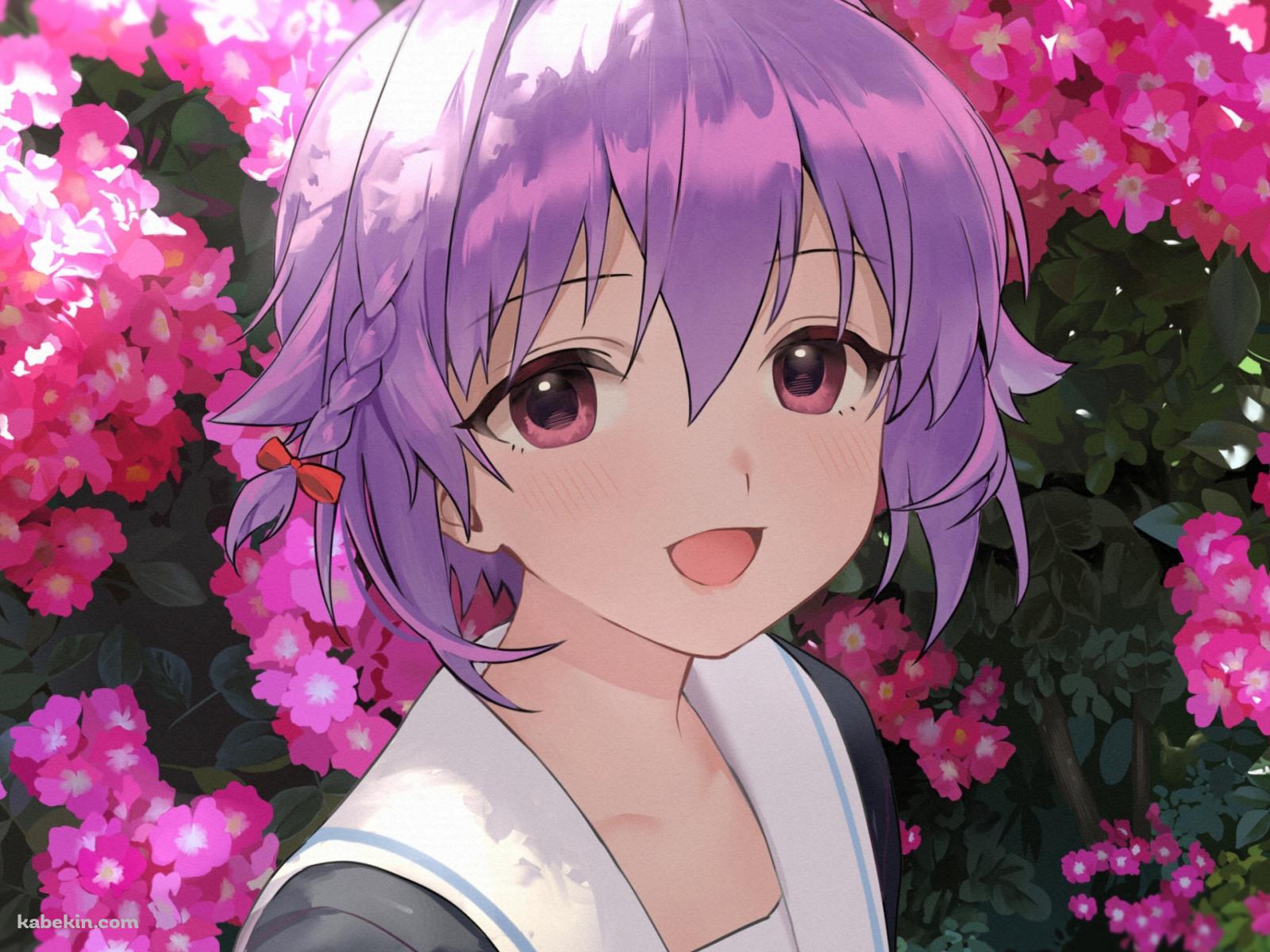 ピンクの花と笑顔の輿水幸子 / アイドルマスターの壁紙(1600px x 1200px) 高画質 PC・デスクトップ用